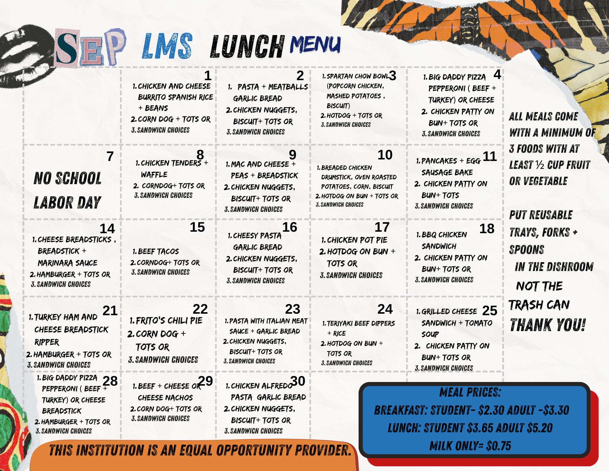  LMS Lunch menu